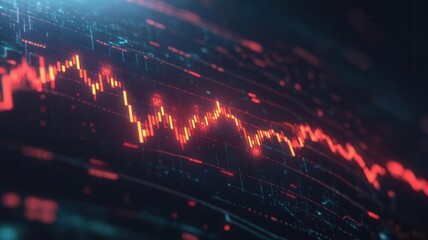 Obraz premium Digital illustration of a red stock market graph showing a sharp decline, symbolizing financial loss and economic instability.
