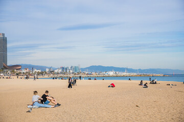 Fototapeta premium Barcelona, ​​Spain - City Beach Landscape