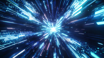 Abstract light pointing to the center, technology theme