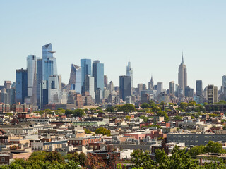 Obraz premium View of New York from New Jersey. Manhattan skyscrapers. Sky Line. Hadson River.