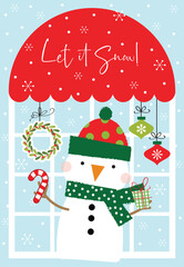 christmas greeting card with snowman design