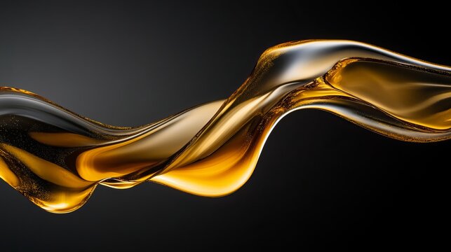 An image of flowing oil captured in a freeze motion technique, set against a gradient black background. The oil forms dynamic and intricate patterns as it flows