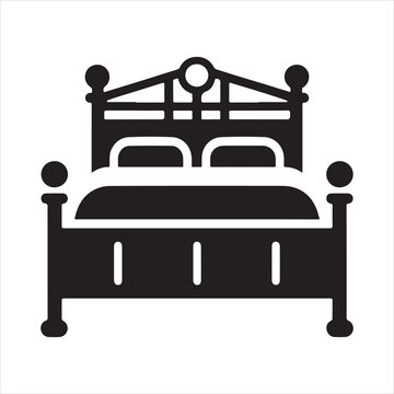 recommend clip art: Bed icon silhouette on white background
                    
