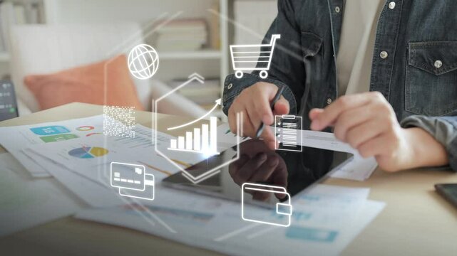 Freelancer side hustle digital nomad e-commerce online marketing affiliate business work from home make money with mobile phone tablet laptop internet technology