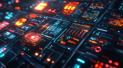 Obraz premium Futuristic Interface with Glowing HUD Elements
