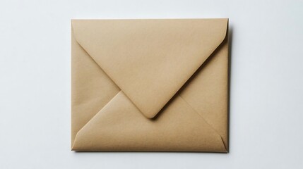 Kraft Paper Envelope on White Background