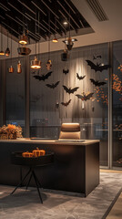 Modern office with Halloween touches