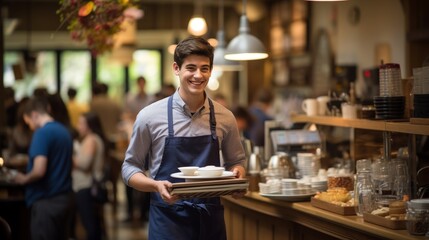 Humanoid robot waiter serving food and drinks, symbolizing ai s future in hospitality industry