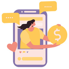 People With Phone Illustration