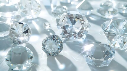 Sparkling Diamonds on White Background