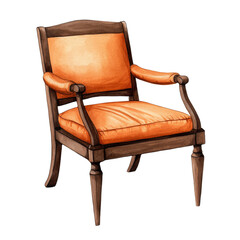 A cozy, vintage armchair with orange upholstery, perfect for adding charm to any living space or creative project.