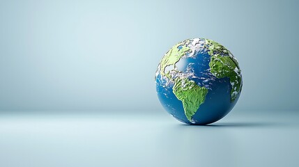 Fototapeta premium A 3D-rendered globe of Earth rests against a blue background, capturing the world in striking detail.
