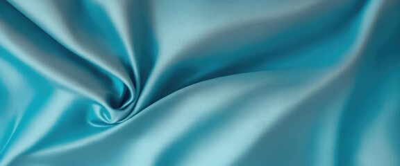 Obraz premium Luxurious Cyan Silk Fabric with Elegant Folds
