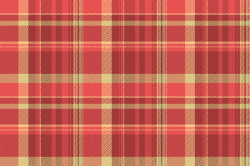 Clothing tartan pattern seamless, valentine textile background fabric. Cut out texture plaid check vector in red and orange colors.