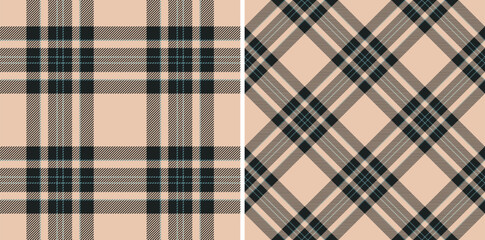 Textile texture tartan of vector seamless check with a background fabric pattern plaid. Set in coffee colors. Modern fashion everyday print design ideas.