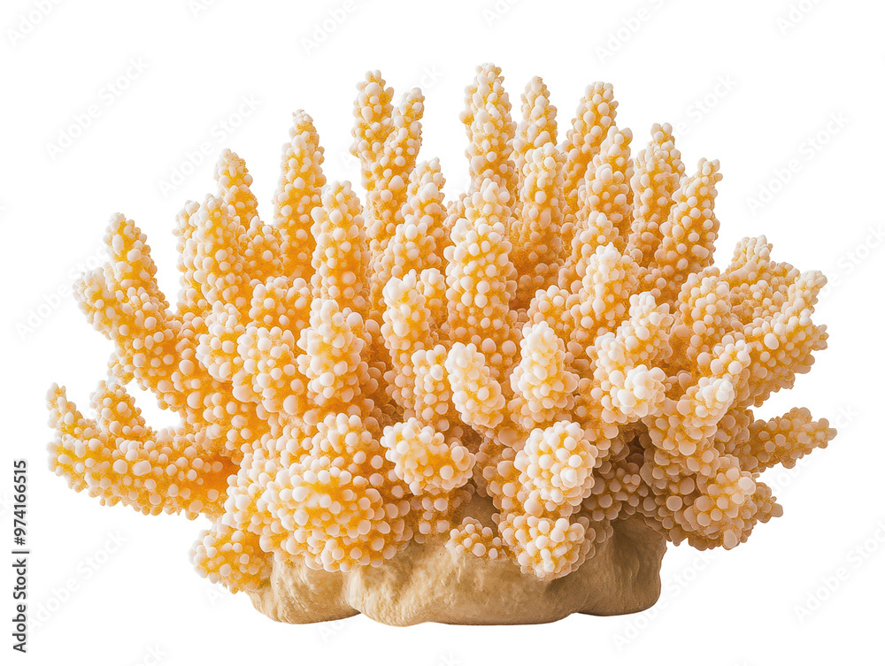 Wall mural yellow coral cluster on a transparent background with copy space for text