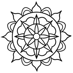 Fototapeta premium sea mandala outline coloring book page line art drawing