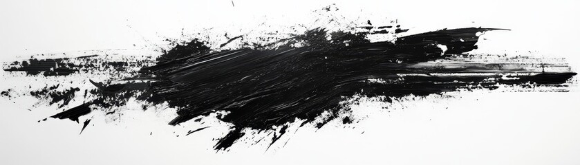 Abstract Black Ink Brushstroke on White Background, brushstrokes, black ink, abstract art, minimalist