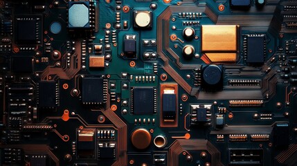 Fototapeta premium An orthographic image of a flat circuit board.