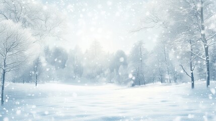 Naklejka premium Winter Wonderland A Snowy Forest Landscape with Trees Covered in Frost and Falling Snow.