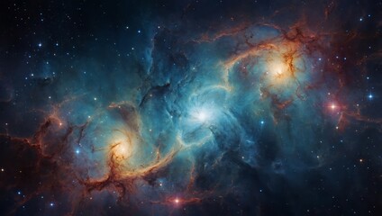 Fototapeta premium Nebula and galaxies in space. Abstract cosmos background