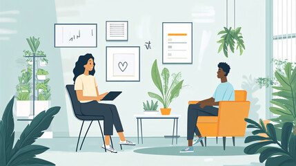 Couple Discussing Business in a Modern Office