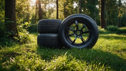 wheel in the grass