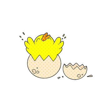 cartoon chick hatching from egg
