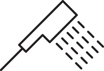 Shower Outline Icon Drawn with Black Thin Line