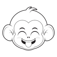 monkey playful face outline cartoon cute	