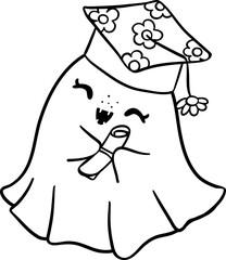 Groovy Retro School Supplies Halloween  ghost  cartoon outline