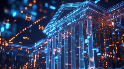 Fototapeta premium Digital Architecture: A Futuristic Vision of Structure