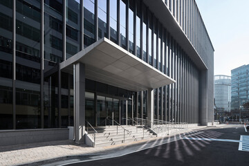 Obraz premium Modern Office Building Entrance with Canopy, Urban Architecture