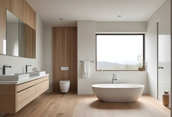 a bathroom with a tub and a window with a window above it