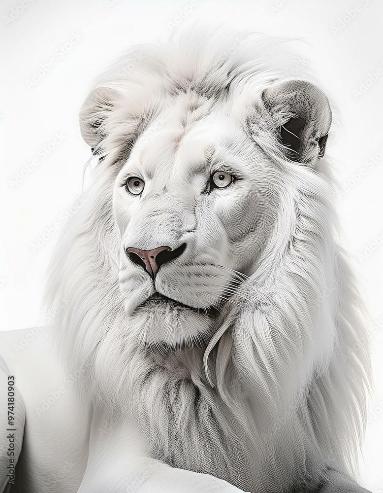 Wall mural white lion portrait