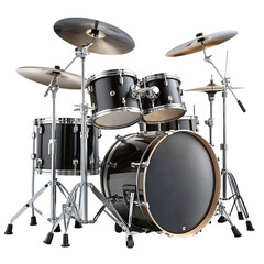 Fototapeta premium Black and silver drum kit Isolated On Transparent Background