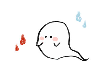 Fototapeta premium 手描き水彩風かわいいおばけのイラスト