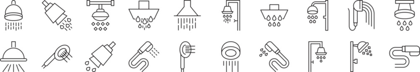 Shower Minimalistic Outline Signs. Illustration for web sites, apps, design, banners and other purposes