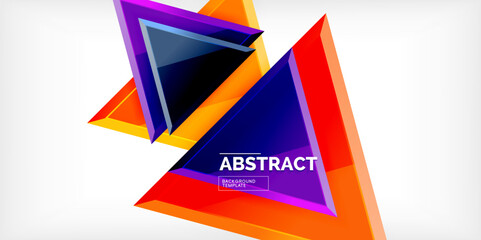 Abstract background - colorful triangles with 3d effect. Vector Illustration For Wallpaper, Banner, Background, Card, Book Illustration, landing page