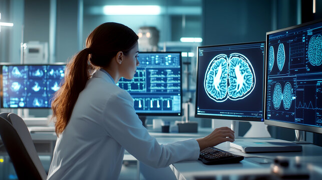 A doctor looking at patient X-Ray films discussing the problem.