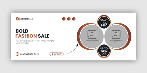 Fashion sale Facebook cover design template, web banner design template