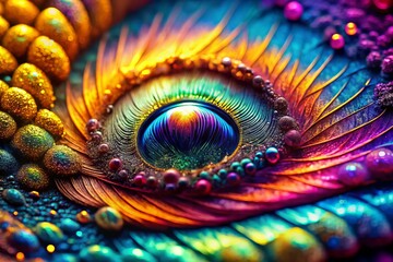 Obraz premium Extreme close-up of a subtle gradient filter highlighting vibrant hues, abstract texture, and intricate details,