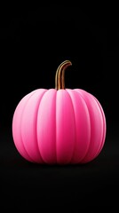 A pink pumpkin with a gold stem