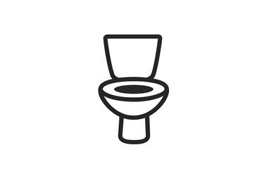 Modern Toilet Symbol Bold Outline for Signage on White Background