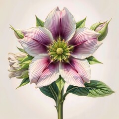 Obraz premium Pink and White Hellebore Flower in Full Bloom