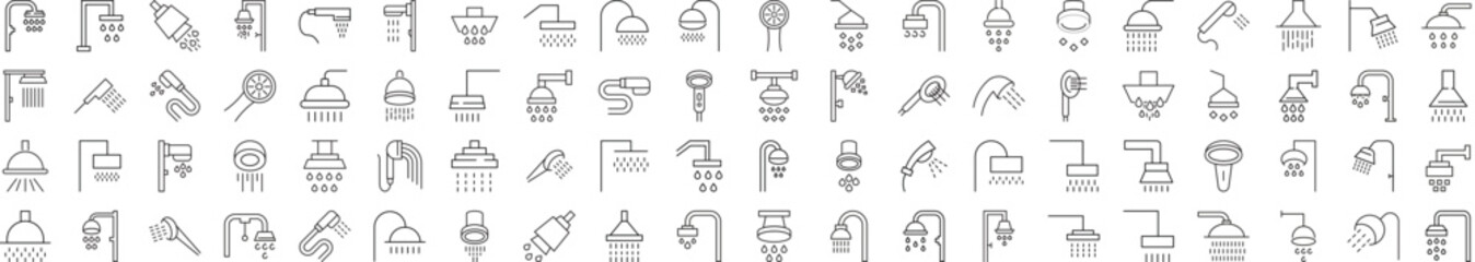 Eighty Editable Strokes of Shower for Design. Illustration for web sites, apps, design, banners and other purposes