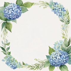 A blank wedding invitation adorned with a watercolor floral frame