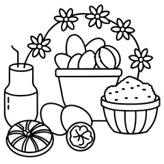 spring holiday food outline coloring book page line art drawing