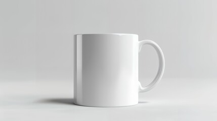 Obraz premium Simple and Versatile White Ceramic Mug Mockup for Custom Branding, Product Packaging, and Professional Design Presentation on a Clean, Minimalist Background