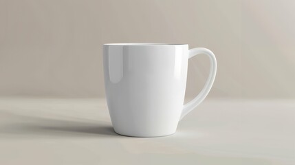 Fototapeta premium Simple and Versatile White Ceramic Mug Mockup for Custom Branding, Product Packaging, and Professional Design Presentation on a Clean, Minimalist Background